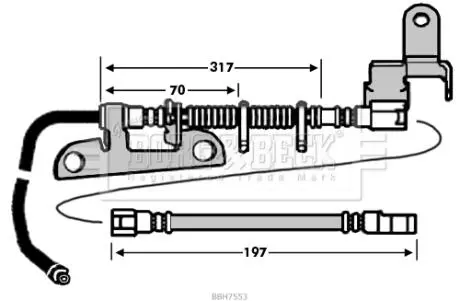 BBH7553 Тормозной шланг задний, правый BORG&BECK подбор по vin на Brocar
