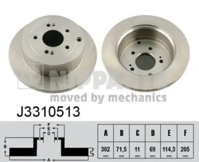 J3310513 Тормозные диски NIPPARTS подбор по vin на Brocar