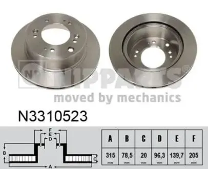 N3310523 Тормозные диски NIPPARTS подбор по vin на Brocar
