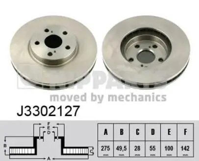J3302127 Тормозные диски NIPPARTS подбор по vin на Brocar