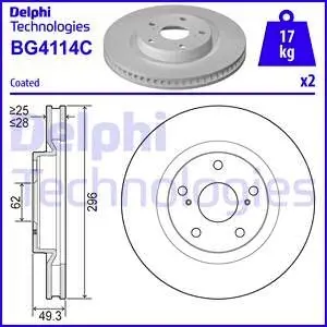 BG4114C Тормозные диски DELPHI подбор по vin на Brocar