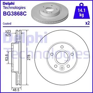 BG3868C Гальмівний диск DELPHI підбір по vin на Brocar