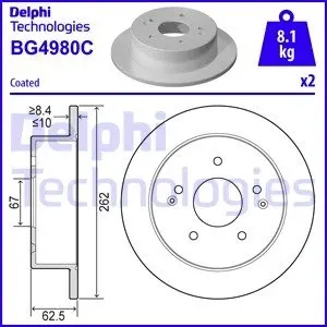 BG4980C Тормозные диски DELPHI підбір по vin на Brocar