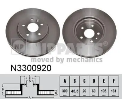 N3300920 Тормозные диски NIPPARTS підбір по vin на Brocar