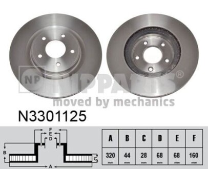 N3301125 Тормозные диски NIPPARTS підбір по vin на Brocar