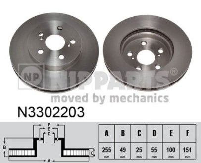 N3302203 Гальмівні диски NIPPARTS підбір по vin на Brocar