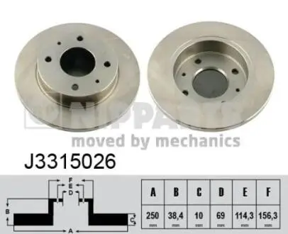 J3315026 Тормозные диски NIPPARTS подбор по vin на Brocar