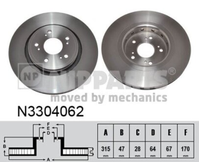 N3304062 Тормозные диски NIPPARTS подбор по vin на Brocar