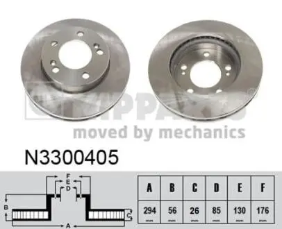 N3300405 Гальмівний диск NIPPARTS підбір по vin на Brocar