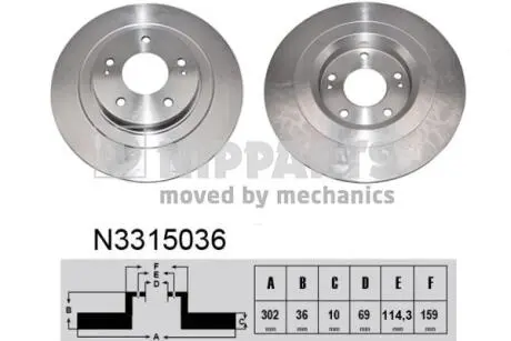 N3315036 Гальмівний диск NIPPARTS підбір по vin на Brocar