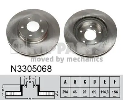 N3305068 Гальмівний диск NIPPARTS підбір по vin на Brocar