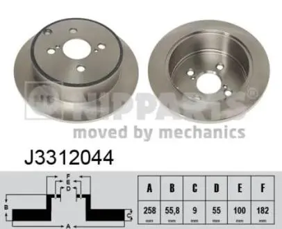 J3312044 Тормозные диски NIPPARTS подбор по vin на Brocar