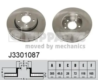 J3301087 Тормозные диски NIPPARTS подбор по vin на Brocar