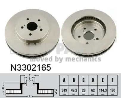 N3302165 Гальмівний диск NIPPARTS підбір по vin на Brocar