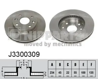 J3300309 Гальмівні диски NIPPARTS підбір по vin на Brocar