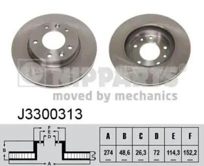 J3300313 Тормозные диски NIPPARTS підбір по vin на Brocar