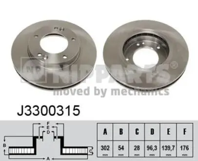 J3300315 Тормозные диски NIPPARTS подбор по vin на Brocar