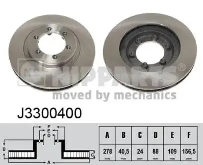 J3300400 Тормозные диски NIPPARTS підбір по vin на Brocar