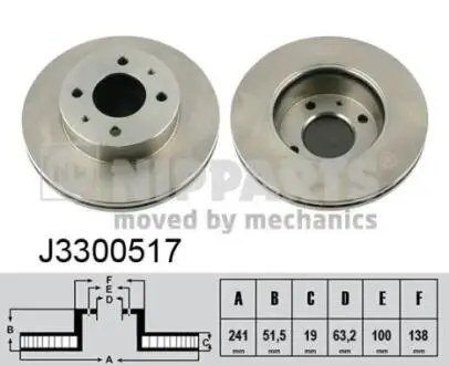 J3300517 Гальмівний диск NIPPARTS підбір по vin на Brocar