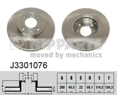 J3301076 Тормозные диски NIPPARTS підбір по vin на Brocar