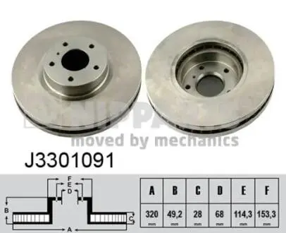J3301091 Тормозные диски NIPPARTS подбор по vin на Brocar