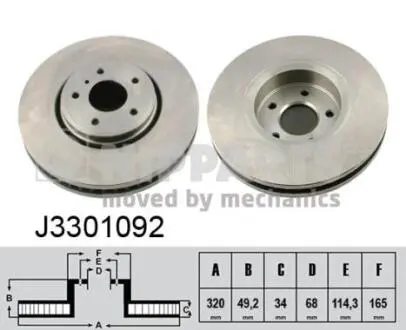 J3301092 Тормозные диски NIPPARTS подбор по vin на Brocar