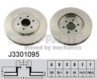 J3301095 Тормозные диски NIPPARTS подбор по vin на Brocar