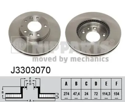 J3303070 Тормозные диски NIPPARTS подбор по vin на Brocar