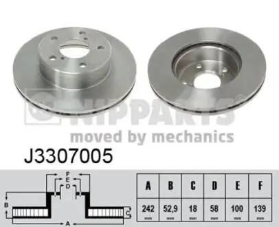 J3307005 Тормозные диски NIPPARTS підбір по vin на Brocar