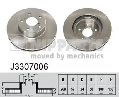 J3307006 Тормозные диски NIPPARTS підбір по vin на Brocar