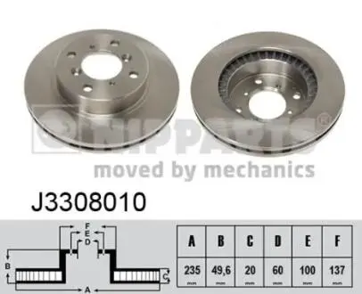 J3308010 Тормозные диски NIPPARTS подбор по vin на Brocar