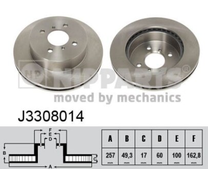 J3308014 Тормозные диски NIPPARTS підбір по vin на Brocar