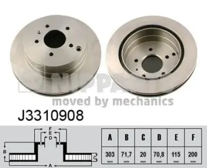 J3310908 Тормозные диски NIPPARTS подбор по vin на Brocar