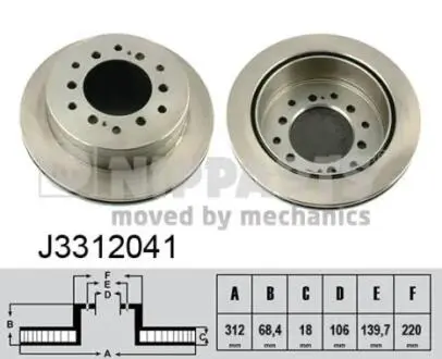 J3312041 Тормозные диски NIPPARTS подбор по vin на Brocar