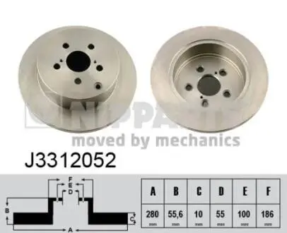 J3312052 Тормозные диски NIPPARTS подбор по vin на Brocar
