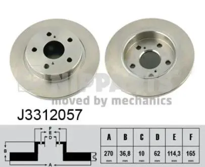 J3312057 Тормозные диски NIPPARTS подбор по vin на Brocar