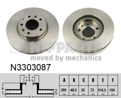 N3303087 Гальмівний диск NIPPARTS підбір по vin на Brocar