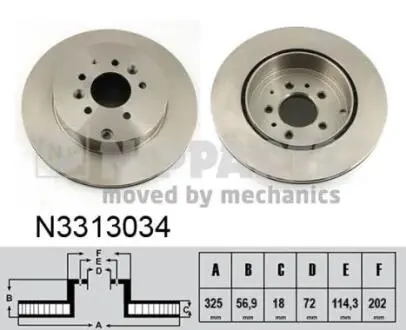 N3313034 Тормозные диски NIPPARTS подбор по vin на Brocar