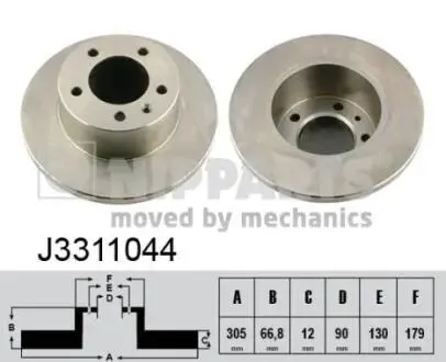 J3311044 Тормозные диски задние NIPPARTS подбор по vin на Brocar