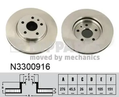 N3300916 Тормозные диски NIPPARTS подбор по vin на Brocar