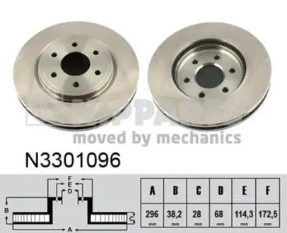 N3301096 Диск тормозной (передний) Nissan Navara/ Pathfinder III 05- (296x28) NIPPARTS підбір по vin на Brocar