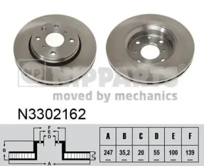 N3302162 Гальмівні диски NIPPARTS підбір по vin на Brocar