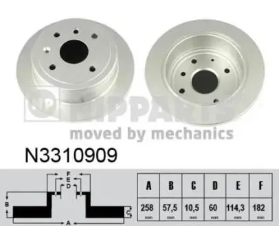 N3310909 Тормозные диски NIPPARTS подбор по vin на Brocar