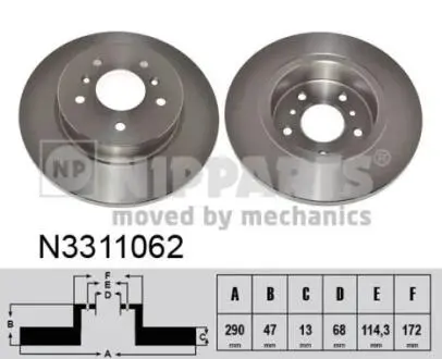 N3311062 Тормозные диски NIPPARTS подбор по vin на Brocar