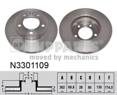 N3301109 Гальмівний диск NIPPARTS підбір по vin на Brocar