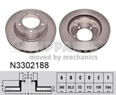 N3302188 Гальмівний диск NIPPARTS підбір по vin на Brocar
