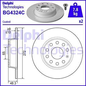 BG4324C Диск тормозной задн.Audi A3 08-Golf VI 08-, CaddyIIISkodaSeat DELPHI підбір по vin на Brocar