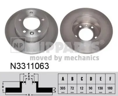 N3311063 Гальмівні диски NIPPARTS підбір по vin на Brocar