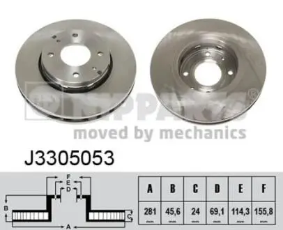 J3305053 Тормозные диски NIPPARTS подбор по vin на Brocar