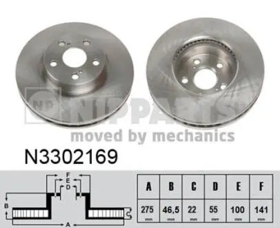 N3302169 Тормозные диски NIPPARTS подбор по vin на Brocar